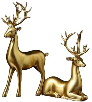 MagiDeal 2 estatuas de Reno, esculturas de Animales, Adornos, Regalos, Manualidades, Figuras de Ciervo para decoración de Bodas, Bares, y comedores.