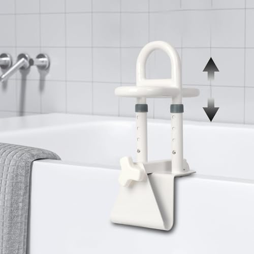 FAHKNS Bathtub Handles for Seniors: Triple Grip Bathtub Safety Rail Adjustable Bathroom Shower Grab Bar with Non-Slip Grip,Supports 350 lbs
