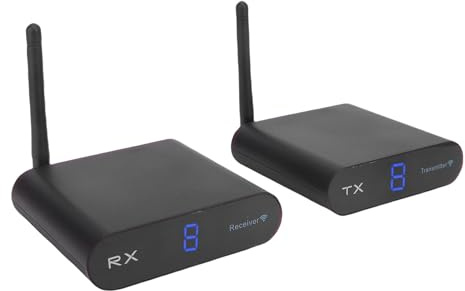 Plyisty Wireless AV Sender Transmitter Receiver 200m Wall Penetrating Digital Screen Display 8 Channels with PAL/NTSC Support for TV Adapter Converter (UK Plug)