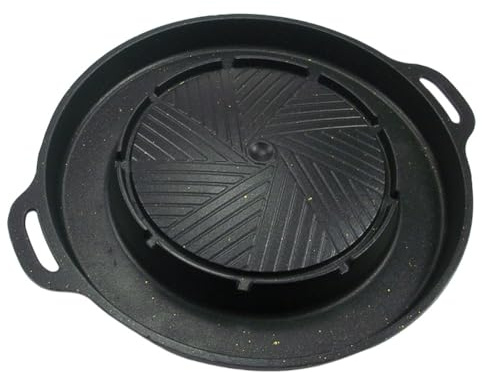 MeevrgR Camping Grillaufsatz für tragbare Gaskocher 34cm Aluminium BBQ Grillplatte mit Antihaftbeschichtung und Fettschale