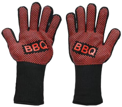 Opatiny 1 paio di guanti da barbecue resistenti al calore fino a 500 guanti da barbecue con impugnatura in silicone antiscivolo, guanti da cucina per maneggiare pentole calde e utensili, blurosso-nero