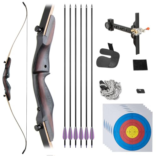 62 Zoll Recurvebogen 30-50lbs, Wettkampf & Jagd, Mehrschicht-Laminierte Wurfarme für Präzision und Langlebigkeit