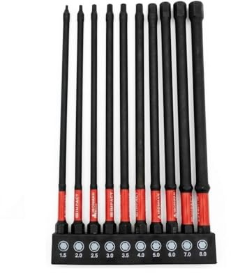10 Inserti Magnetici in Acciaio S2 Lunghi 150 mm con Attacco Esagonale da 1/4 (6,35 mm) Punte Esagonali 1,5-8 mm Cacciavite per Trapano e Avvitatore a Batteria