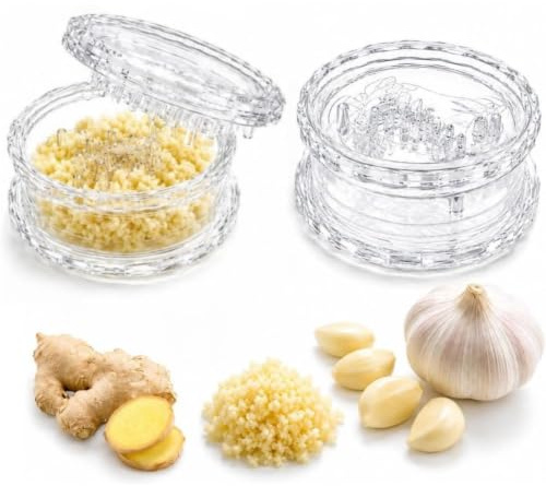 Lot de 2 hachoirs manuels transparents pour ail et Gingembre, Hachoir Manuel Transparent, Hachoir Manuel Transparent pour ail, oignon, gingembre, herbes, noix
