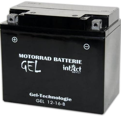 intAct - GEL MOTORRADBATTERIE Bike-Power GEL12-16-B. Ersetzt YB16-B. Motorradbatterie 12V 19Ah 280A. Maße: 176x101x156mm. Mit bis zu 30% mehr Startleistung.