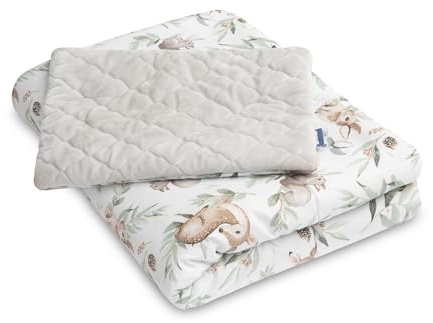 SENSILLO - Bäddset för barn - Babyfilt 95x75 och pläd 35x25cm - tillverkad av bomull och plysch - för spjälsäng, vagga eller barnvagn - Sängkläder från födseln Hjort