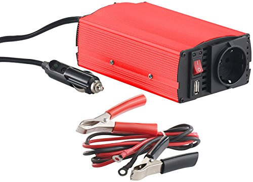 revolt Spannungswandler Auto: Kfz-Spannungswandler 300 W, 230 V AC, 5 V USB, Peakpower 600 W (Stromwandler 12V 230V, Autobatterie, 220v)
