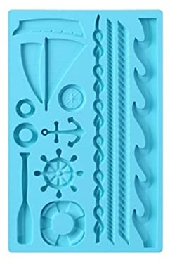 AXspeed Silikon-Fondantform zum Dekorieren von Geburtstagskuchen, Motiv: Segelruder, Anker, Segelboot