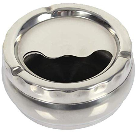Tubayia Edelstahl Aschenbecher Drehaschenbecher Windaschenbecher Tischaschenbecher für Zuhause, Büro, Auto (12 cm Durchmesser)