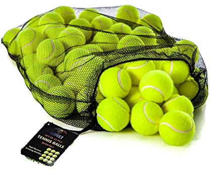 Aspect Practice Tennis Balls, 12 Pressure Less Training Exercise Tennis Balls with Easy Transport bag, Soft Rubber Tennis Ball Perfect for Beginners Training Lessons Pet Dog Playing Balls