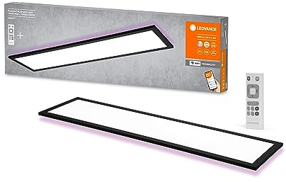 LEDVANCE LED Deckenleuchte schwarz, 30W, 1700LM, 3000-6500K, 100x25 cm, Wandleuchte dimmbar, RGB Technologie, Smart+ Planon, steuerbar über App oder Sprachassistenten wie Alexa oder Google,