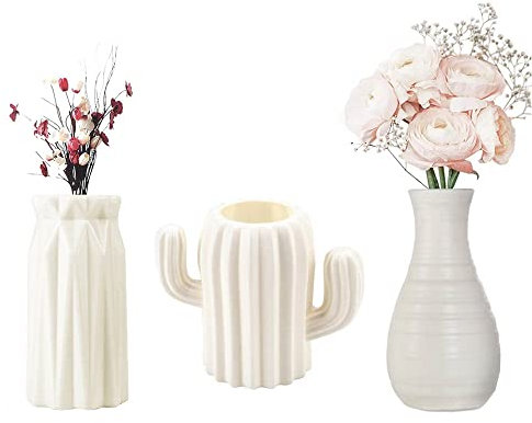 3 Pezzi Vaso Moderno Geometrico, Vaso Decorativo Da Tavolo Geometrico, Imitazione Ceramica Bottiglia, Contenitore Di Fiori Nordic, Per Soggiorno Sala Da Pranzo Ufficio Decors Elegante Decorativo