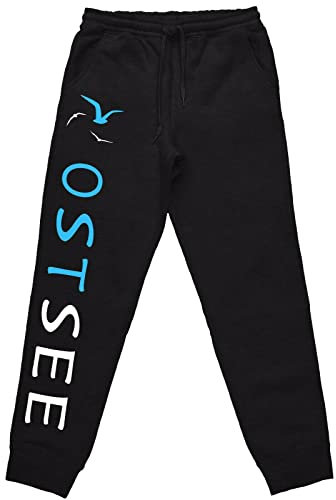 tshirtladen Ostsee Schlafhose Jogginghose mit lustigem Design Spruch schwarz, Größe: L