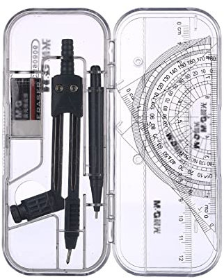 caihuashopping Zirkel Math Compass und Winkelmesser Set Geometrie Werkzeuge Kit Metal Geometrie Zeichnung Werkzeuge Kreisleihe Home Schulbedarf Geometriezirkel