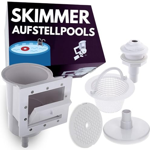 Amapool Set di skimmer per l'installazione di piscine I ricambio universale per piscine con installazione I Kit di skimmer completo con bocchetta di aspirazione I Per installazione fissa