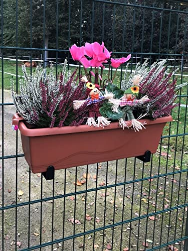 Blumenkastenhalter für den Doppelstabmattenzaun (2X Set 140mm) | Blumenkasten Halterung Stabmattenzaun Halter Zaun Gartenzaun Haken Befestigung Blumentopf Balkonkasten Doppelstabmatte