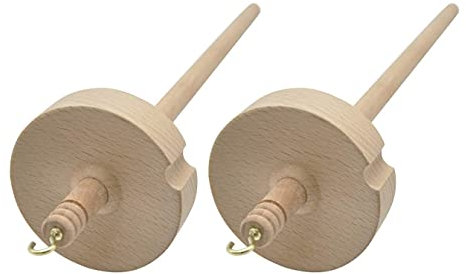 Ghulumn 2Stck Drop Spindle zum Spinnen Von Wollgarn Spin Top Whorl Drop Spindle Handgeschnitztes Holzwerkzeug für AnfäNger