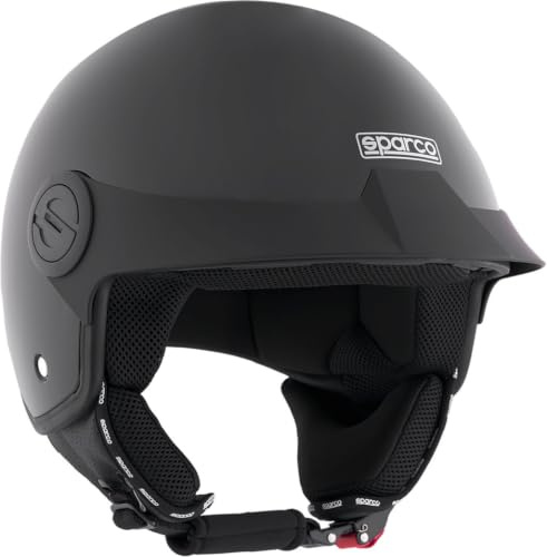 Sparco Riders Rollerhelm Demi-Jet, Motorradhelm SP602 | Zulassung ECE 22.06, Scooter Helm, Vintage Demi-Jet Helm mit Sonnenblende und Mikrometrischer Auslösung, Ideal für die Stadt