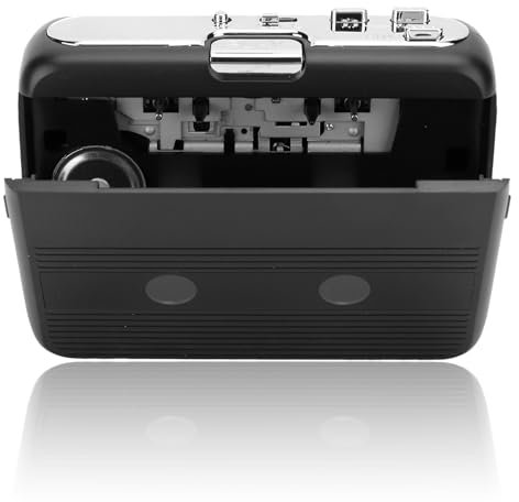 Bluetooth-Kassettenspieler, Auto-Reverse-Stereo-Kassettenspieler, Unterstützt USB und Batteriestrom, Tragbarer Taschenkassettenspieler (Schwarz)