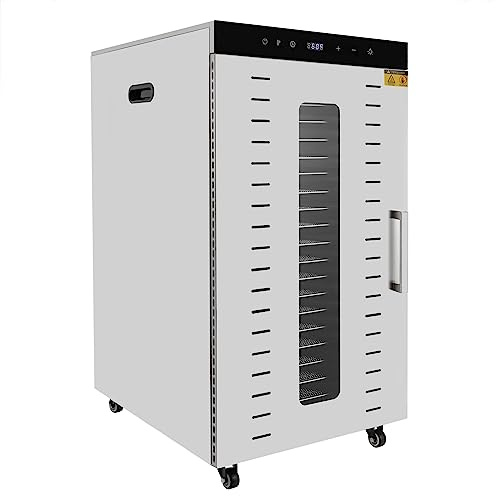 Large Food Dehydrator Machine with 20 Trays for Jerky, Fruits, Vegetables Dehydrating, Make Dog Treats - Commercial Grade Electric Dehydrator - Stainless Steel Tray, Smart Touch Panel (1700W)