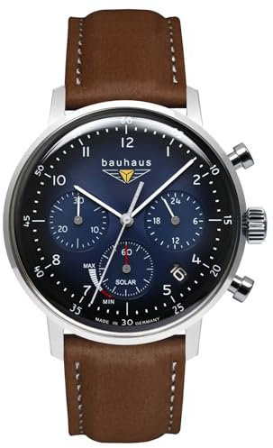 Bauhaus Herrenuhr Solar Chronograph mit Lederband 2086-3