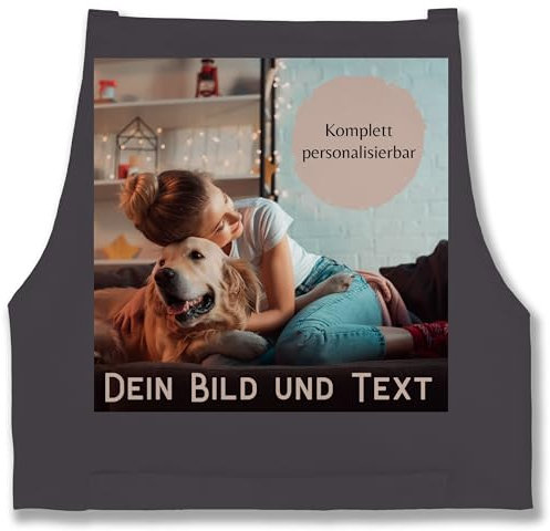 Schürze - Erwachsene - Foto Bild Geschenk I Dein Bild und Text - 85x69 - Anthrazit - personalisierte geschenke koch kochschürze damen selbst drucken photo backschürze muttertagsgeschenk