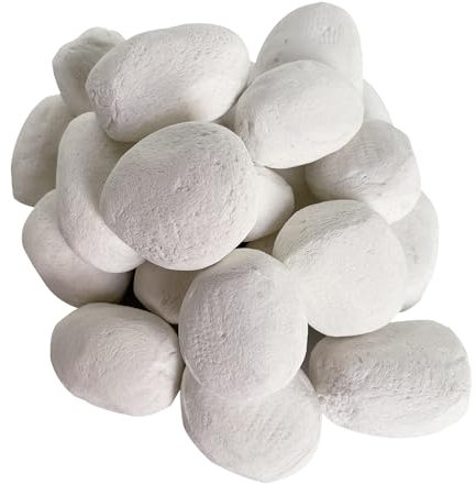 24Pcs Fireplace Ceramic Pebbles Gas Fire Pit Replacement Pebbles For Indoor Outdoor Fireplace 24 Round 3/2 Inch - 5/2Inch Size