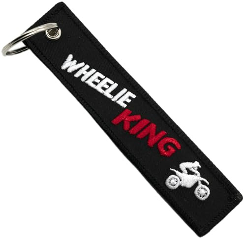 Motorrad Schlüsselanhänger - Geschenk für Motorradfahrer Schlüsselanhänger Stoff WHEELIE KING, Motorrad Zubehör - Originelle Schlüsselanhänger - Originelle Geschenke für Motorradfahrer