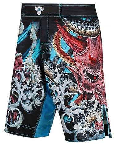 Raven Fightwear Herren Oni and Dragon MMA Shorts BJJ Black, Schwarz, 46