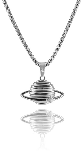 JVillion Planet Halskette Herren Box Kette Silber Streetwear Schmuck wasserfestes Design Geschenk Männer