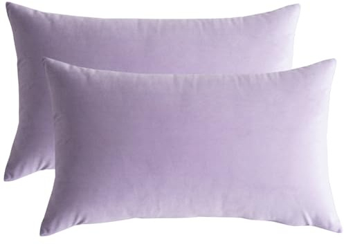 Lutanky Velvet Cushion Covers 30 x 50 cm Taro Purple Lovely Rectangle Throw Pillow Cases (Pack of 2) Soft Solid Decorative Pillow Covers for Sofa Bedroom Car 12x20 Inch