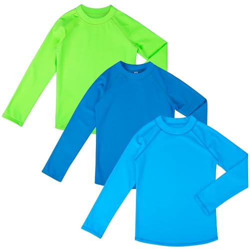 BIG ELEPHANT 3 Pièces de Bain Anti-UV pour Garçon Maillot de Bain à Manche Longue Enfants Rashguard pour Surf Natation Plongée Plage