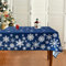 Tucwurl Weihnachtstischdecke, Weihnachten Tischtuch Grau Wasserabweisend, Schneeflocken Tischdecken Weihnachten, Rechteckige Abwaschbar Weihnachts Tischdecke, Party Tischdeko (Blau, 140 x 240 cm)