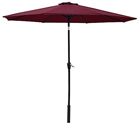 ASumPio Terrassenschirm, 2,6 M Langer Außenschirm Mit 8 Stabilen Streben Zur Einstellung, Terrassentischschirm Mit Neigungsknopf Und Kurbel Für Café, Hinterhof, Garten, Strand Und Pool, 3 Kh (4 Rot)
