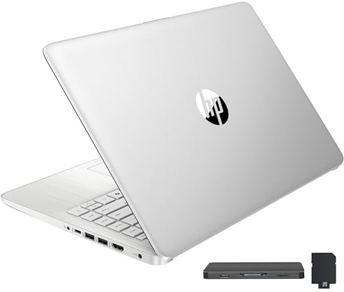 HP Stream 14 HD BrightView Laptop, Intel Celeron N4120, 16GB RAM, 416GB Storage (128GB eMMC + 288GB Docking Station Set), Intel UHD Graphics, 720p Camera, Wi-Fi, 1 Year Office 365, Win 11 S, Silver