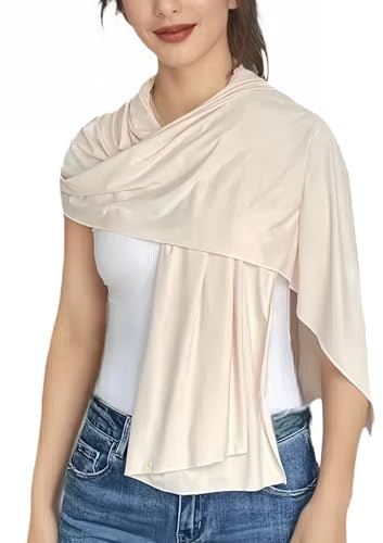 UPF 50+ Sun Protection Beach Wraps and Pashminas for Women Travel Scarf Blanket Outdoor Summer UV White Shawl(Pale Peach)