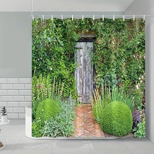 StarBlue-HGS Rural Green Lvy Garden Waterproof Eco-Friendly Shower Curtain Set Fabric Shower Curtain 180 x 180 cm