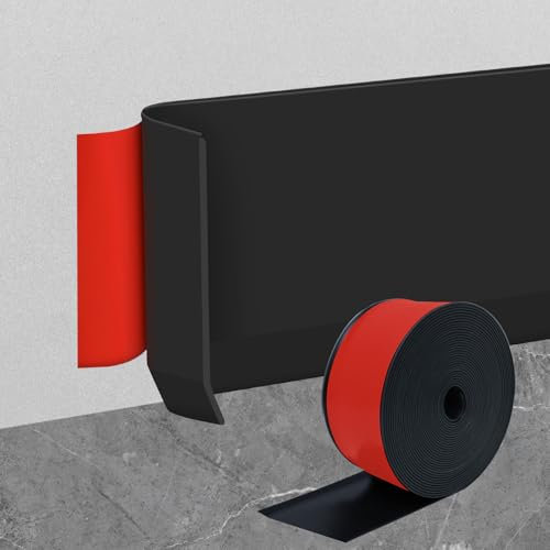 SDLDEER Sockelleiste Selbstklebend, 10cm x 3m PVC Weichsockelleiste Selbstklebend Flexible Fussleisten Leisten Selbstklebend, DIY Sockelleisten für Küche, Badezimmer, Wand, Boden (Schwarz)