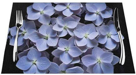 Lot de 6 sets de table tissés résistants à la chaleur, faciles à nettoyer, adaptés pour les fêtes en plein air, décoration de cuisine, accessoires de table, 30,5 x 45,7 cm, imprimé hortensia mauve