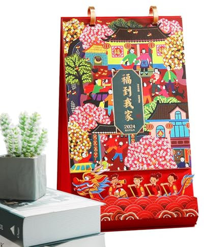 Calendrier du Nouvel An chinois 2024 | Calendrier de l'année chinoise 2024 | Calendrier créatif du Nouvel An chinois pour anniversaires, festivals