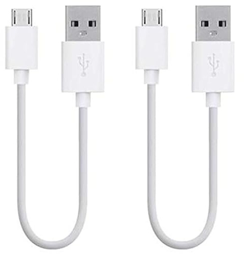 2 Pack 20cm Short Data Transfer Charger Charging Micro USB Cable Cord for Android Phone Device Tablet Bulk White TPE Plastic