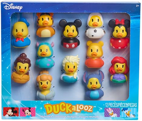 Just Play Disney Duckalooz 12-Pack – 7 cm Collectible Novelty Toy Ducks Featuring Mickey, Ariel, Stitch & More, Toy for Fans, Collectors & Kids