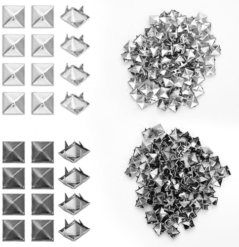 Pack of 200 Rivets for Clothing Leather, Shoe Studs, Metal Studs Rivets, Silver, Black 9 mm