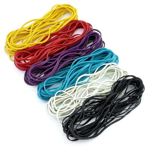 90 stycken färgglada gummiband, 6 färgade återanvändbara stora gummi, flerfärgat långt elastiskt band, för pennor, tidningar, dokument, hantverk, kontor, skola, studio