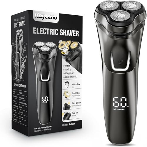 Kayeeno Rasierer Herren Elektrisch: Elektrorasierer Kabellos - Nass und Trocken Shaver (90.000 U/min) für Männer IPX6 Wasserdicht - USB-Aufladung mit Bartschneider zu Geschäftsreisen/Hause