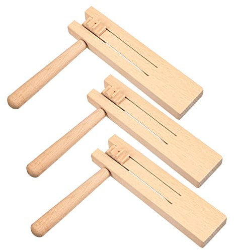 HANABASS 3 Pcs Wooden Ratchet Matraca Musical Instruments for Boys and Girls, Single-layer Rotating Noise Maker Toys for Early Education and Party Fun