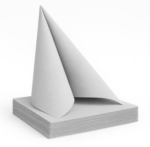 Tovagliolo TNT monouso 40x40 in tessuto non tessuto GRIGIO CHIARO | 50 pezzi | tovaglioli, resistenti | assorbente | simile al tessuto | ideale per ristorazione | HoReCa | Biodegradabile