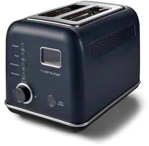riviera&bar Grille-Pain Automatique Inox - 900W, 3 Programmes, 9 Niveaux de Brunissement - Écran LCD, 2 Fentes Extra-Larges - Fonctions Dorage, Réchauffage, Sécurité Optimale - Grey-Blue