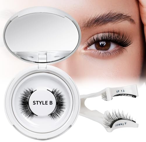 QUEWEL Magnetic-Eyelashes with Applicator, 1 Pair Reusable Magnetic Lashes Kit, No Glue Needed Eyelashes Magnetic, Easy to Wear and Remove (Magnetics Eyelash Kit B6)