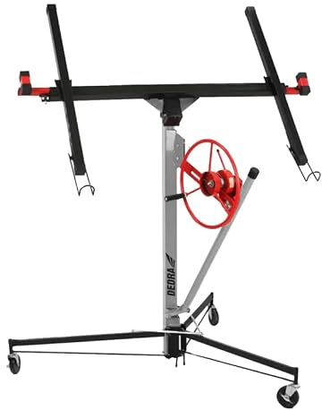 Plattenlift für Gipskartonplatten DEDRA, Hubhöhe 140–325 cm, Tragkraft 68 kg, Einfach Ein-Personen-Bedienung, Leicht zu transportieren und stabile Konstruktion